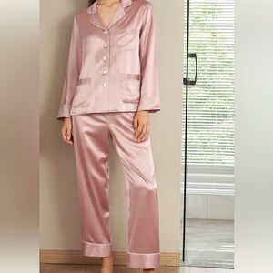 LilySilk Elegant 100% Silk Pink Pajama Set